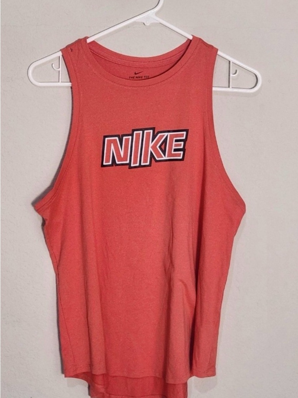 Nike Red-Orange Graphic Tank Top runs small